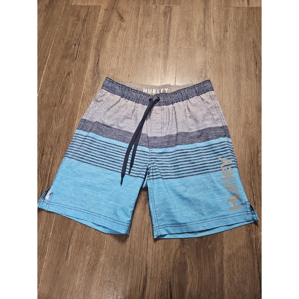 HURLEY Mens Graphic‎ Swimming Shorts Medium Blue Striped Polyester 1313